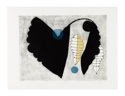 Judith Klugerman, Japanese Fans XXI, 2019, mezzotint, drypoint, collagraphy, edition: 2/5, paper size: 22" x 30"