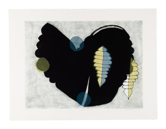 Judith Klugerman, Japanese Fans XXII, 2020, mezzotint, drypoint, collagraphy, edition: 2/5, paper size: 22" x 30"