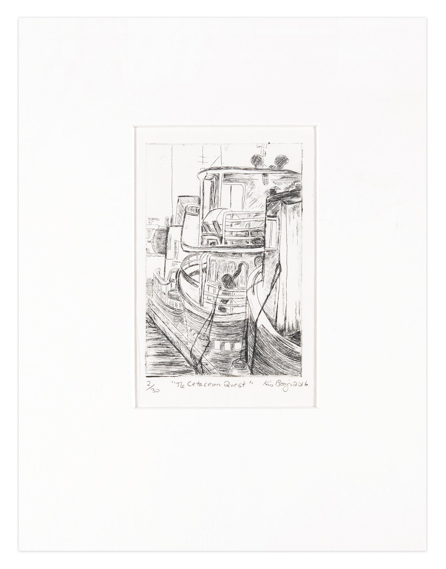 Kris Bovenizer, The Cetacean Quest, 2016, etching, edition: 2/30, paper size: 14