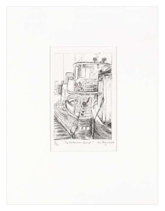 Kris Bovenizer, The Cetacean Quest, 2016, etching, edition: 2/30, paper size: 14" x 11".