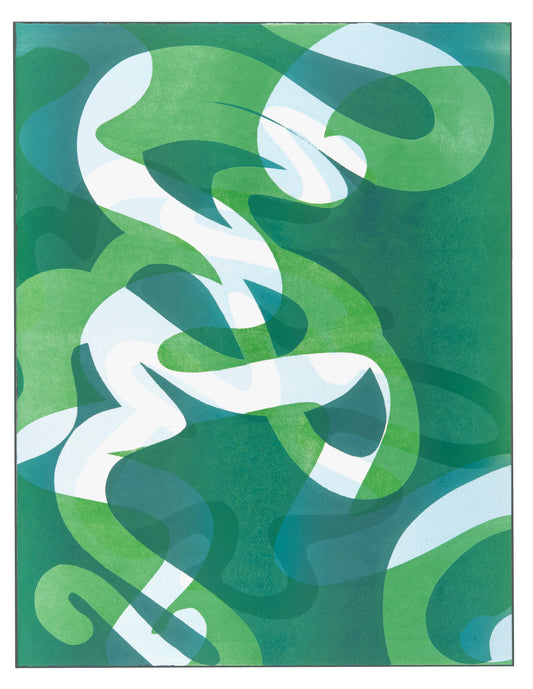 Karen Kar Yen Law, Green 1, 2022, monoprint, edition: 1/1, paper size: 26" × 20"