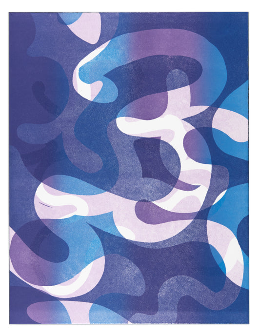 Karen Kar Yen Law, Blue 2, 2022, monoprint, edition: 1/1, paper size: 26" × 20"