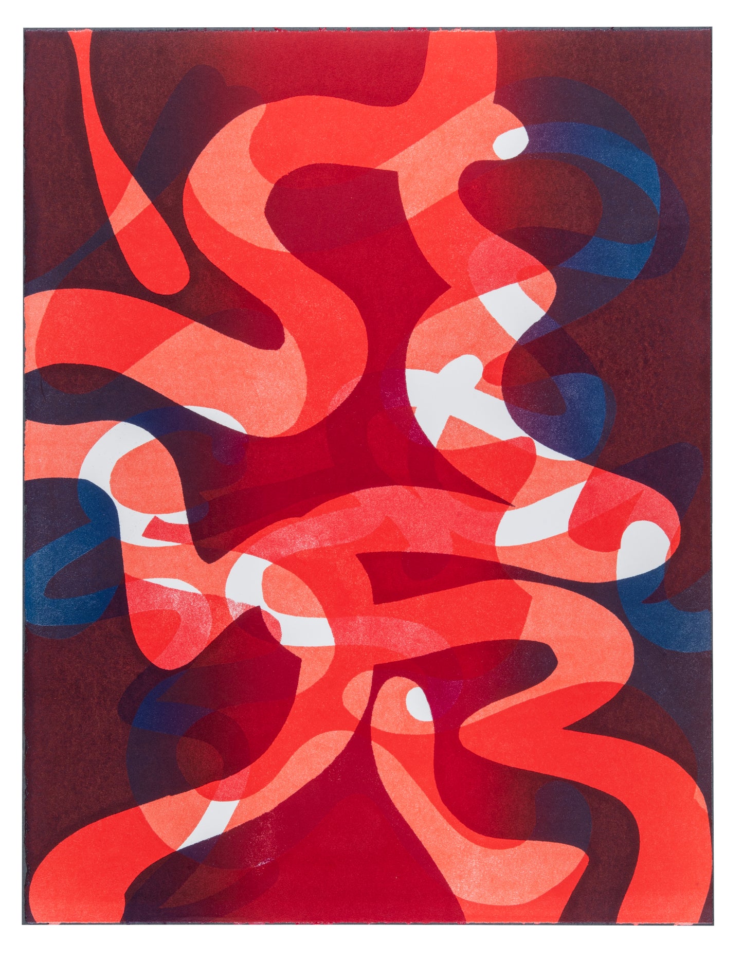 Karen Kar Yen Law, Red 1, 2022, monoprint, edition: 1/1, paper size: 26" × 20"