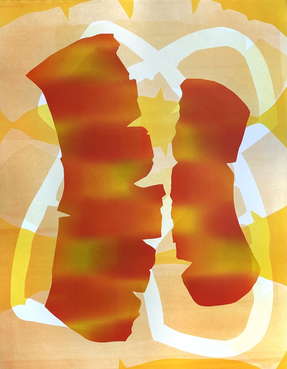 Karen Kar Yen Law, Pomelo Rinds 五 (Five), 2023, monoprint, edition: 1/1, paper size: 19" × 15"