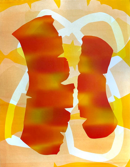 Karen Kar Yen Law, Pomelo Rinds 五 (Five), 2023, monoprint, edition: 1/1, paper size: 19" × 15"