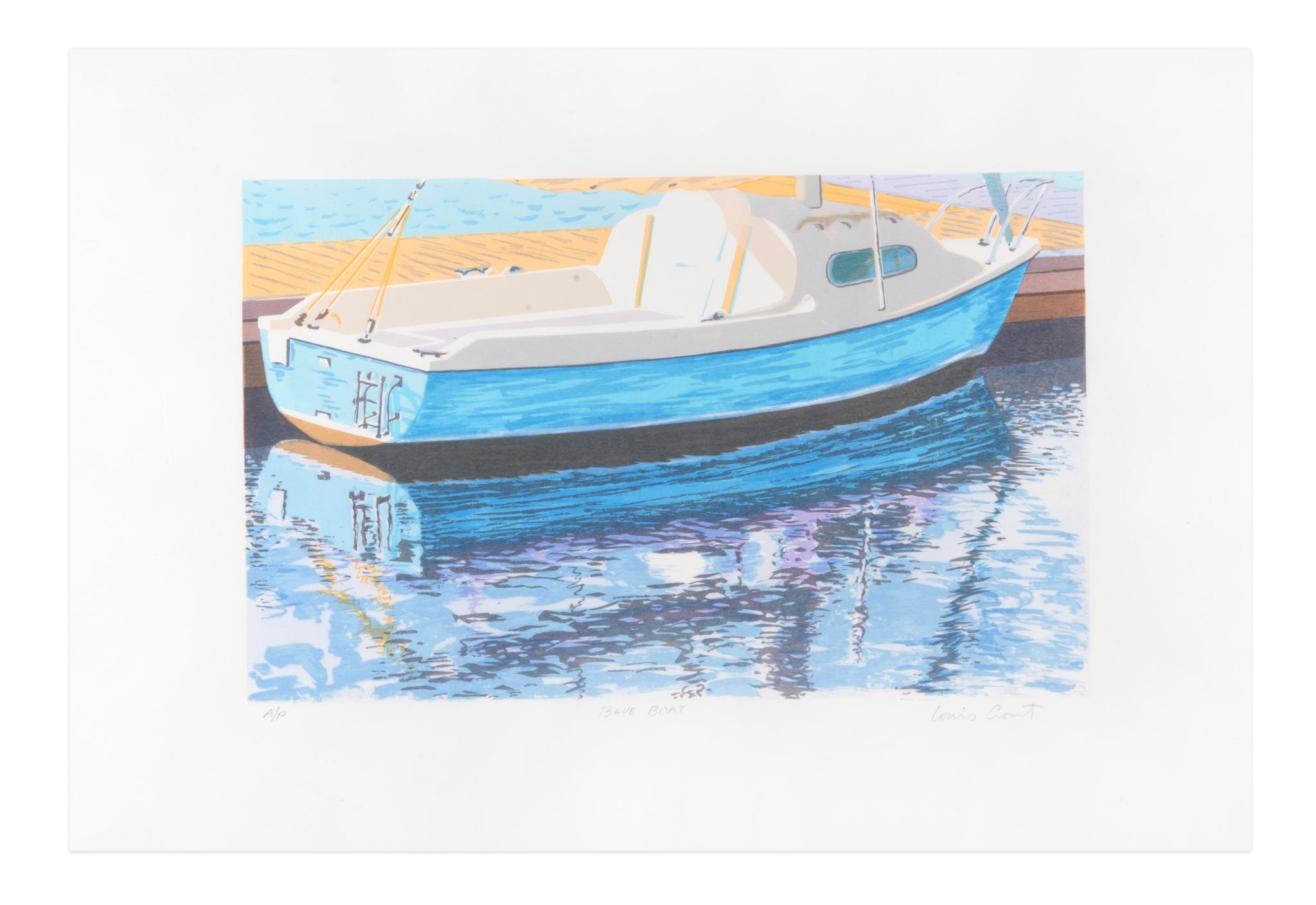 Louis Crout, Blue Boat, 2022, screenprint, A/P (Artist Proof), paper size: 15