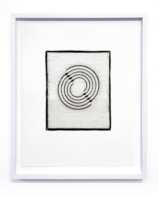 Isabel M. Martínez, Sun/Moon Drawing #14 (From Walking so Much in Circles, I Will End up Making a Sphere), 2023, sunlight/moonlight drawing with gum bichromate emulsion, edition: 1/1, paper size: 16 × 13 × 1.5 inches (framed)
