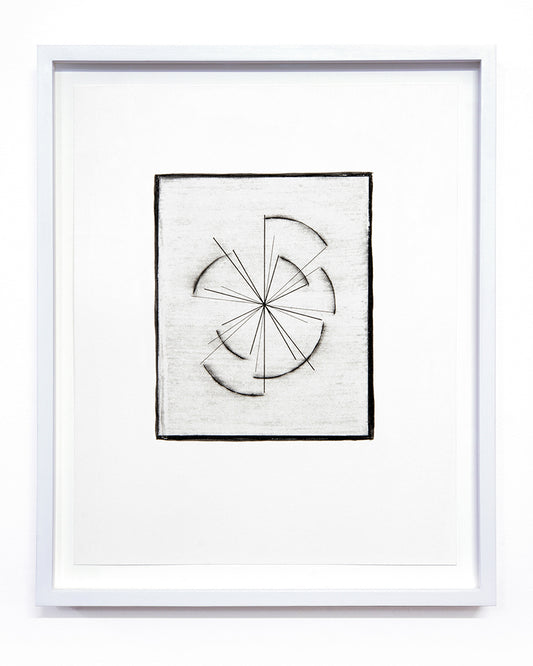 Isabel M. Martínez, Sun/Moon Drawing #17 (From Walking so Much in Circles, I Will End up Making a Sphere), 2023, sunlight/moonlight drawing with gum bichromate emulsion, edition: 1/1, paper size: 16 × 13 × 1.5 inches (framed)