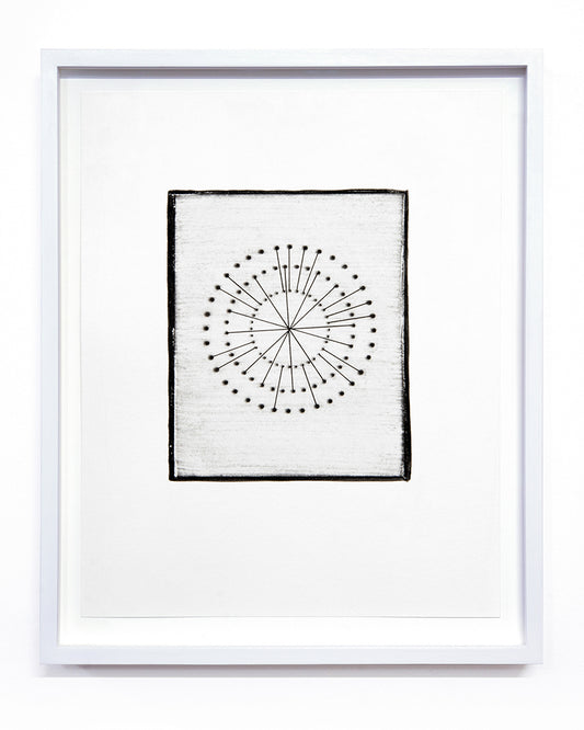 Isabel M. Martínez, Sun/Moon Drawing #20 (From Walking so Much in Circles, I Will End up Making a Sphere), 2023, sunlight/moonlight drawing with gum bichromate emulsion, edition: 1/1, paper size: 16 × 13 × 1.5 inches (framed)