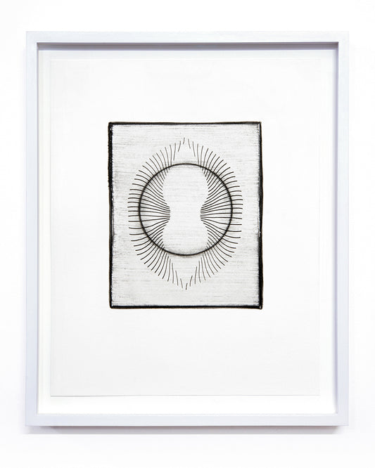 Isabel M. Martínez, Sun/Moon Drawing #21 (From Walking so Much in Circles, I Will End up Making a Sphere), 2023, sunlight/moonlight drawing with gum bichromate emulsion, edition: 1/1, paper size: 16 × 13 × 1.5 inches (framed)