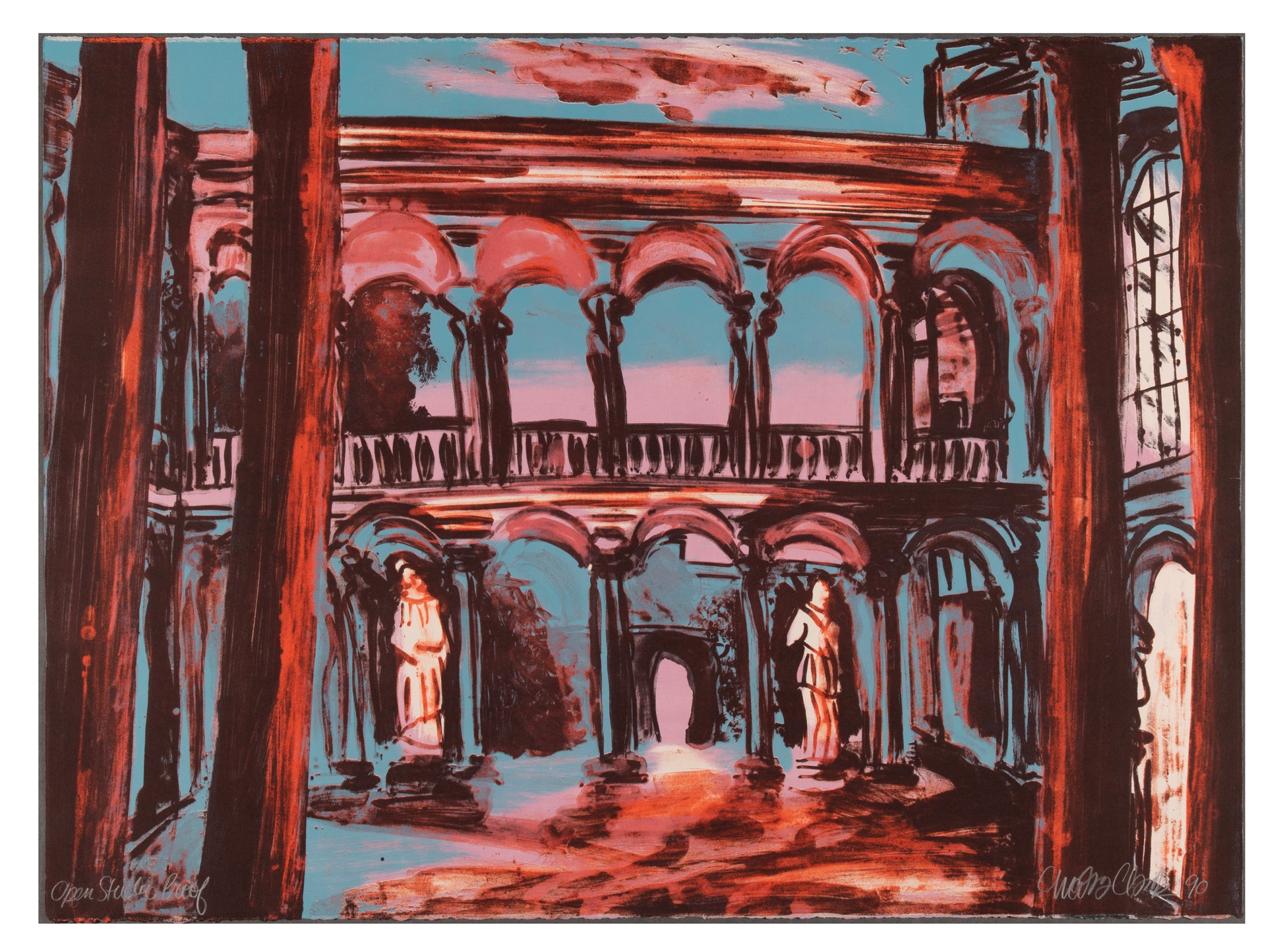 Moira Clark, Sanctuary, 1990, lithograph, Open Studio Proof, 22.25" x 30".