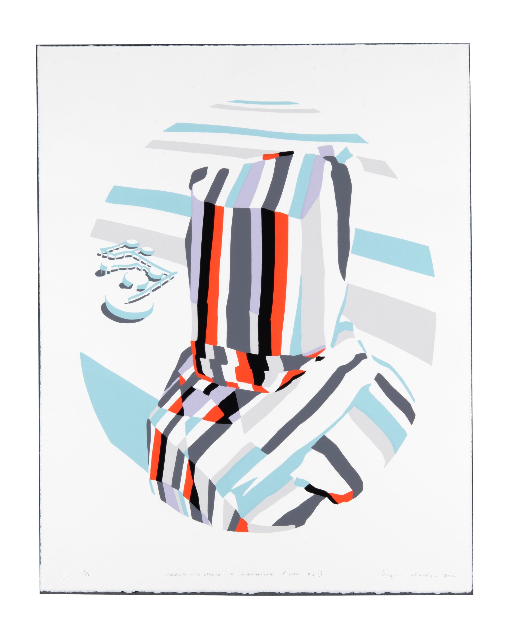 Suzanne Nacha, Earth - Man - Machine (Var XI), 2017, screenprint, edition: 1/1, paper size: 19" × 15"