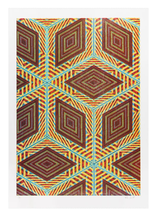 Noah Breuer, Czech Swatch #15, 2018, woodcut, 1/8, 22" x 16".