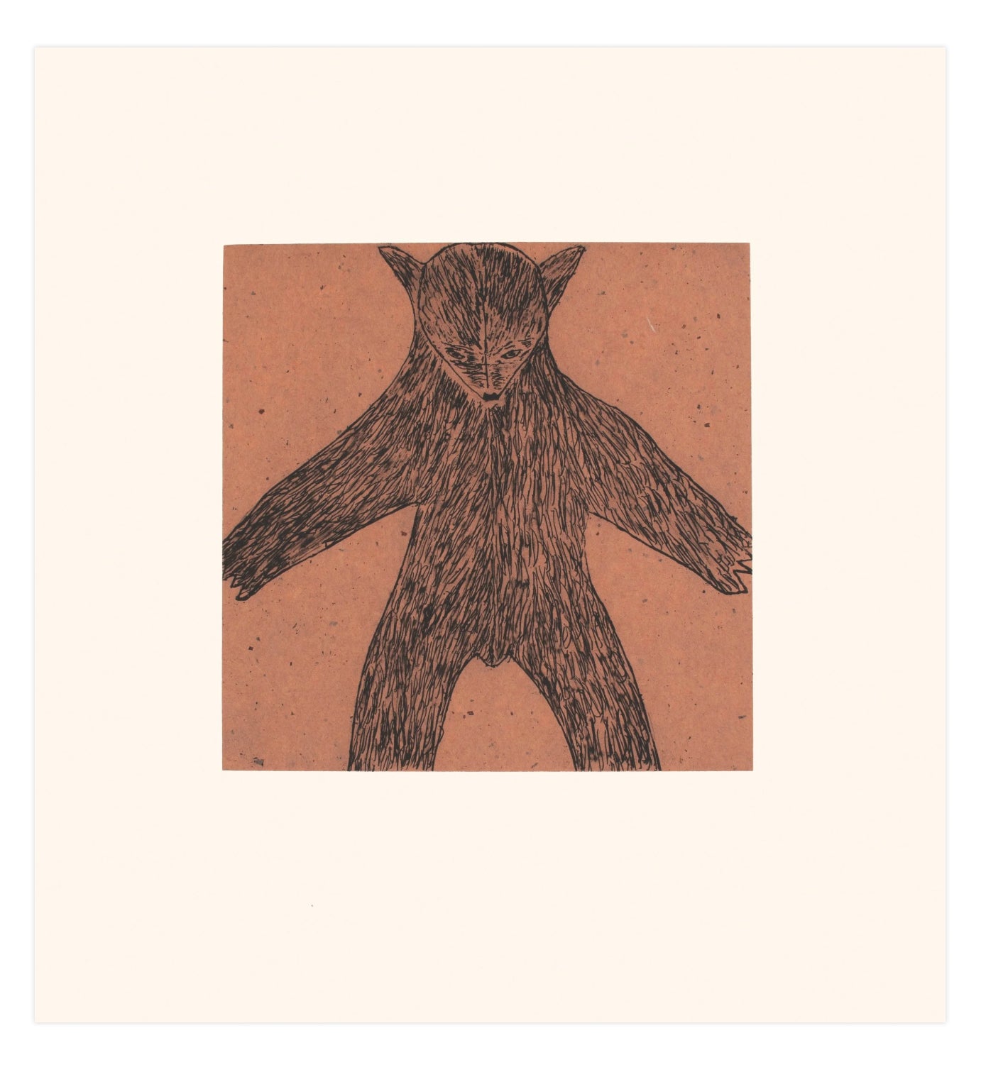 Nuna Parr, Looming Bear, 2021, etching, chine collé, edition of 50, paper size: 15" x 14"