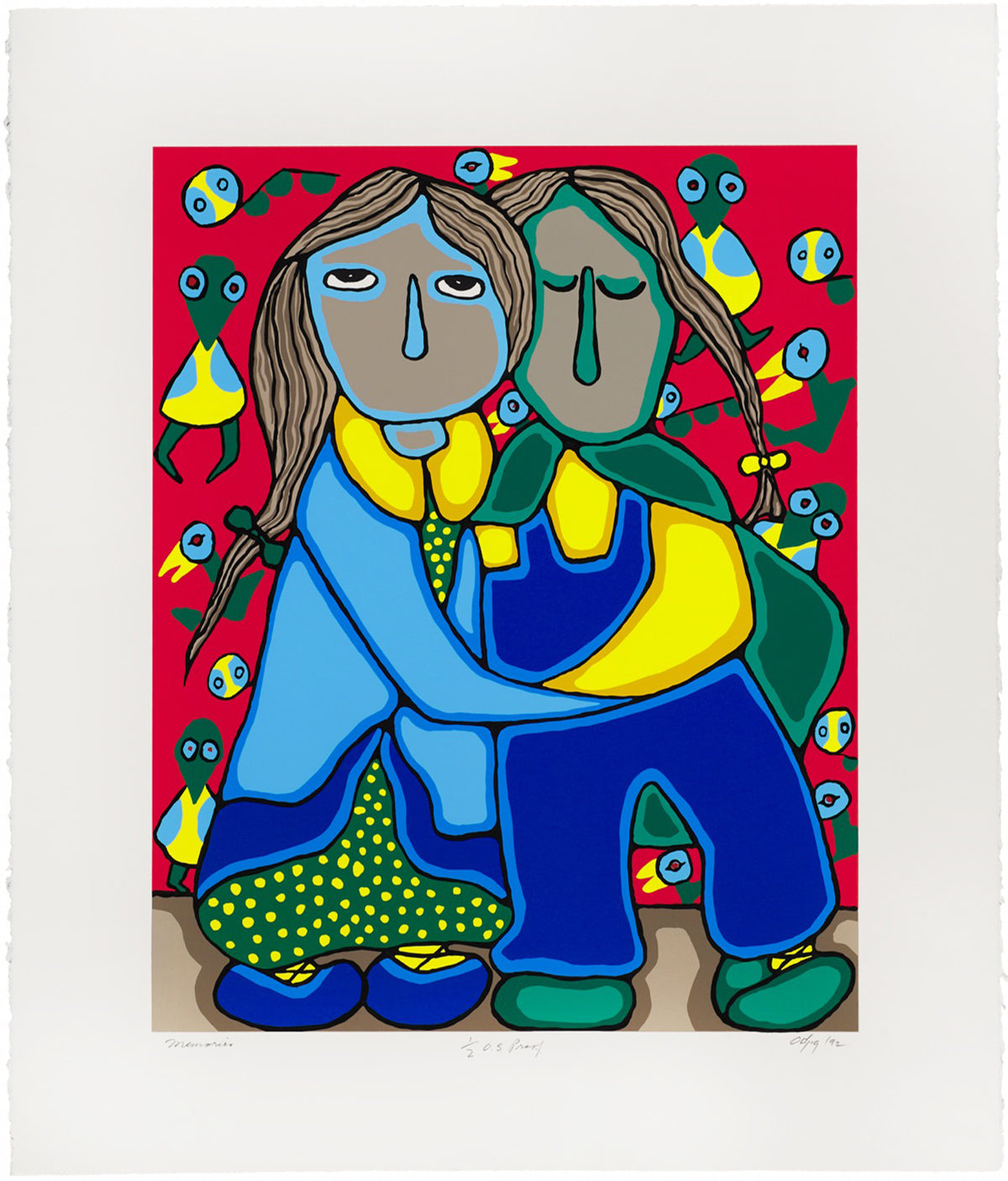 Daphne Odjig, Memories, 1992, screenprint, edition: 1/2 O.S Proof, paper size: 26.5” x 22.5”