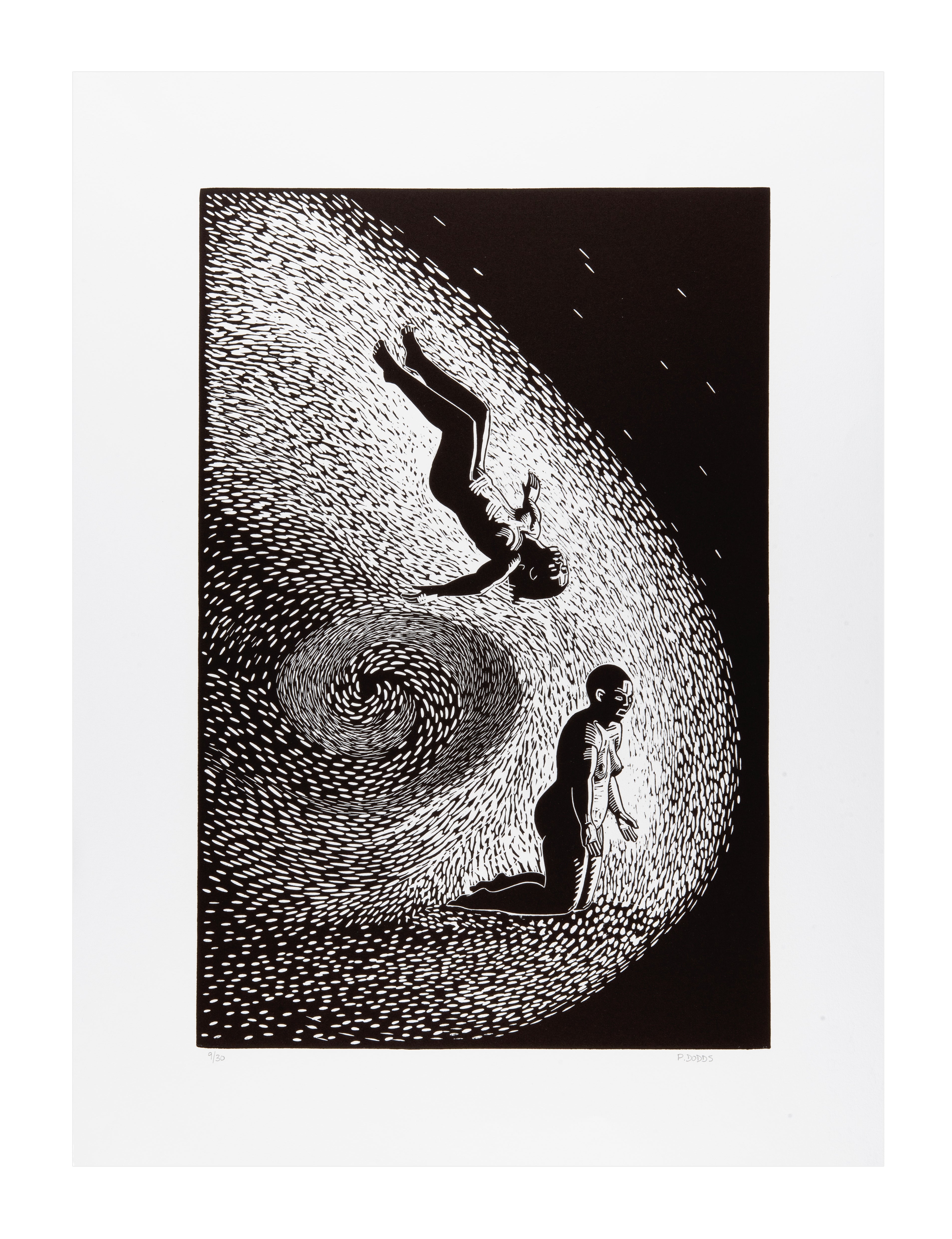 Pamela Dodds, Riptide, 2006, linocut, Edition of 30, paper size: 30