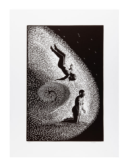 Pamela Dodds, Riptide, 2006, linocut, Edition of 30, paper size: 30" x 22.5