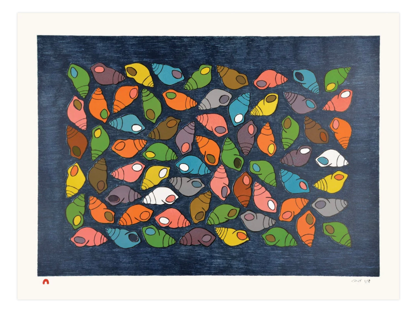 Pauojoungie Saggiak, Treasures of the Sea, 2016, lithograph, paper size: 22.44" x 30"