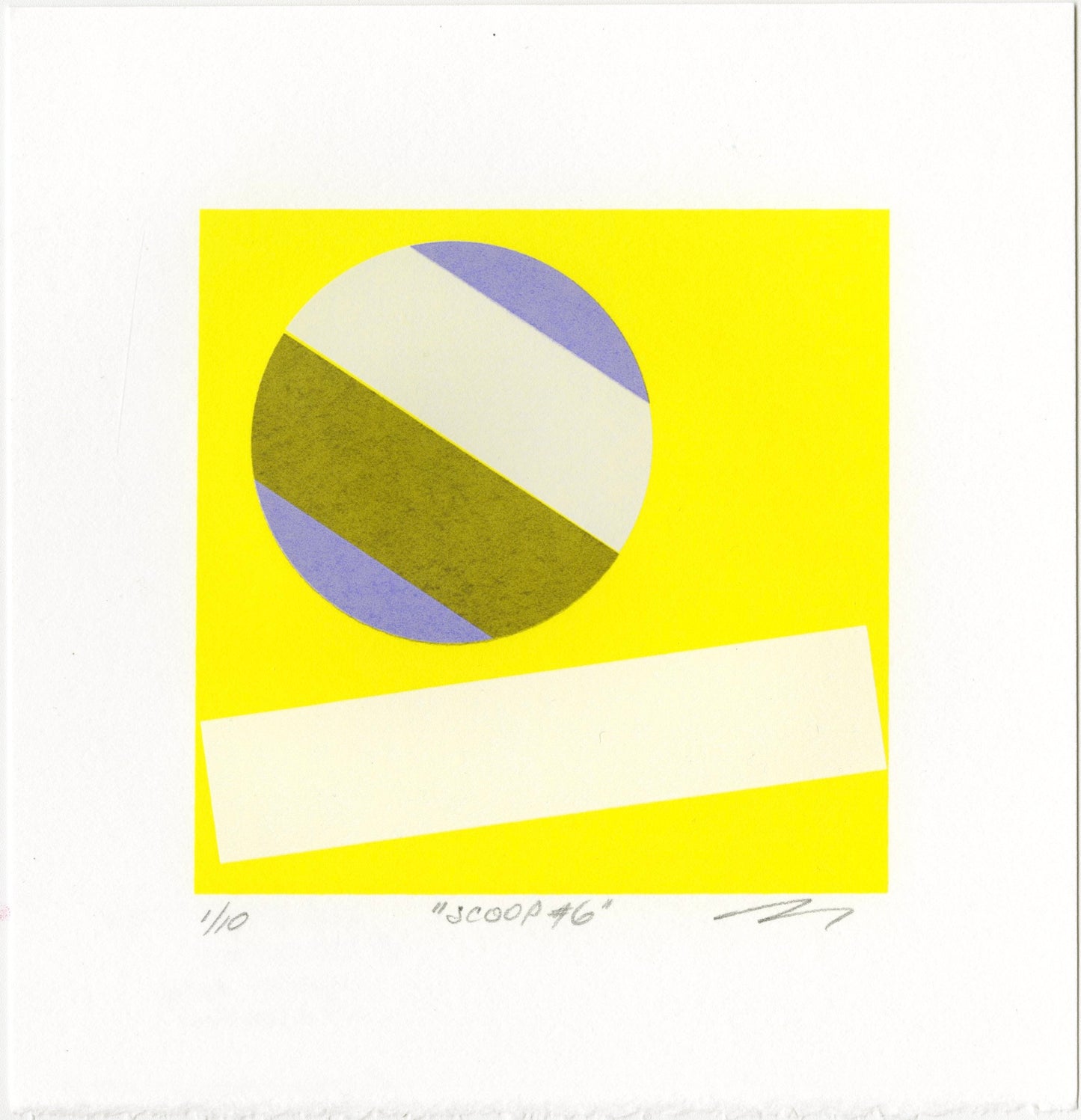 Walter Procska, Scoop #6, 2026, screenprint, edition pf 10, paper size: 6" x 6", note: paper has a deckled edge