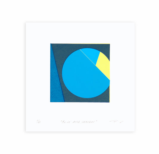 Walter Procska, blue and yellow, 2025, screenprint, 4/6, paper size: 7" x 7"