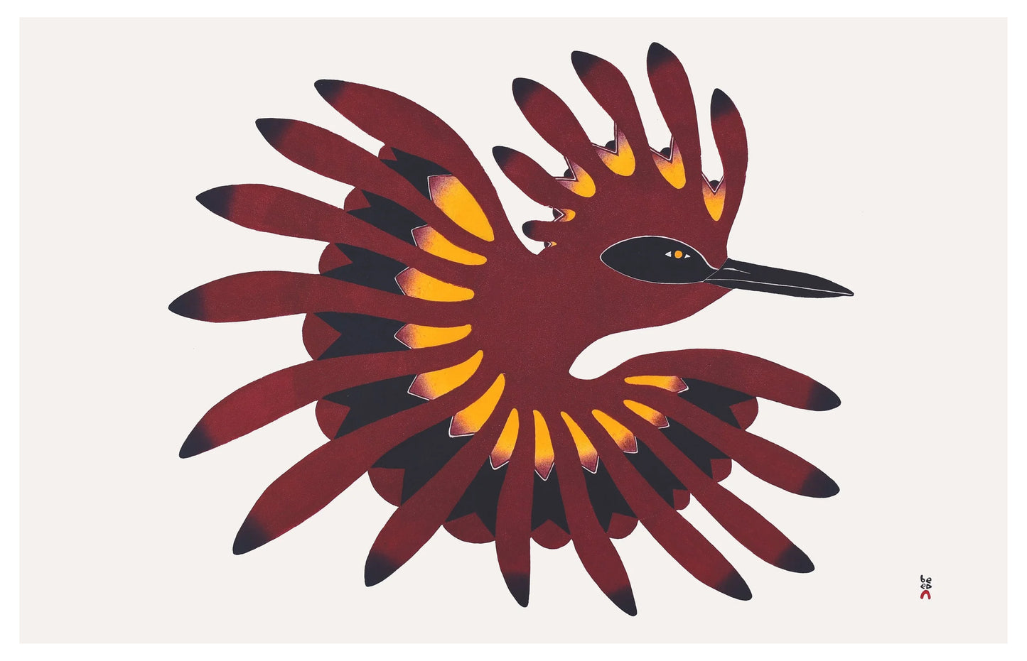 Qavavau Manumie, Rebirth, 2023, stonecut and stencil, edition of 50, paper size 24.8" x 38.8"