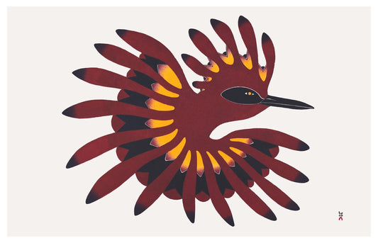 Qavavau Manumie, Rebirth, 2023, stonecut and stencil, edition of 50, paper size 24.8" x 38.8"