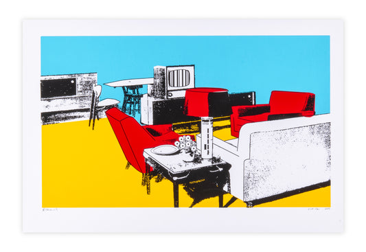 Rob Tavares, Untitled (Living Room), 2010, screenprint, edition: OSP 1/2, size: 12" × 18".