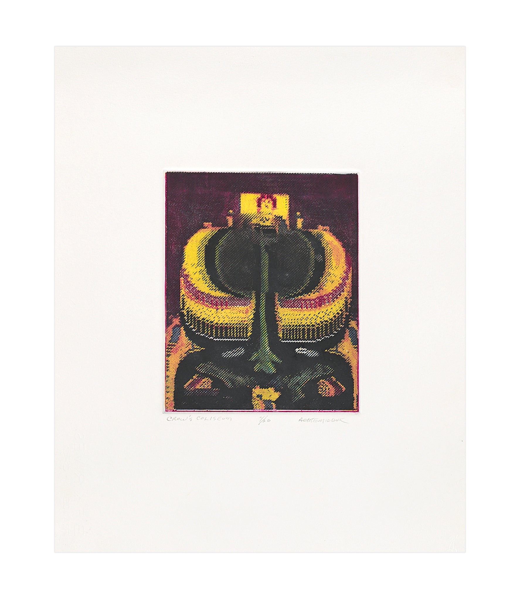 Robert Achtemichuk, Crow's Coliseum, computer matrix-assisted etching, edition 4/20, paper size: 15.75