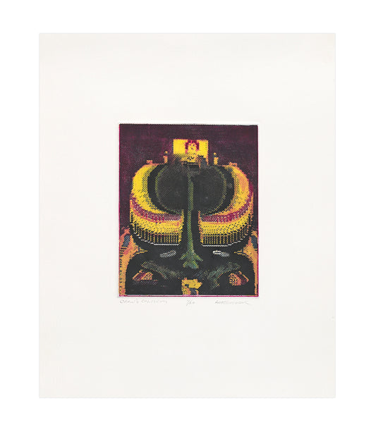 Robert Achtemichuk, Crow's Coliseum, computer matrix-assisted etching, edition 4/20, paper size: 15.75" x 19", natural deckled edge.