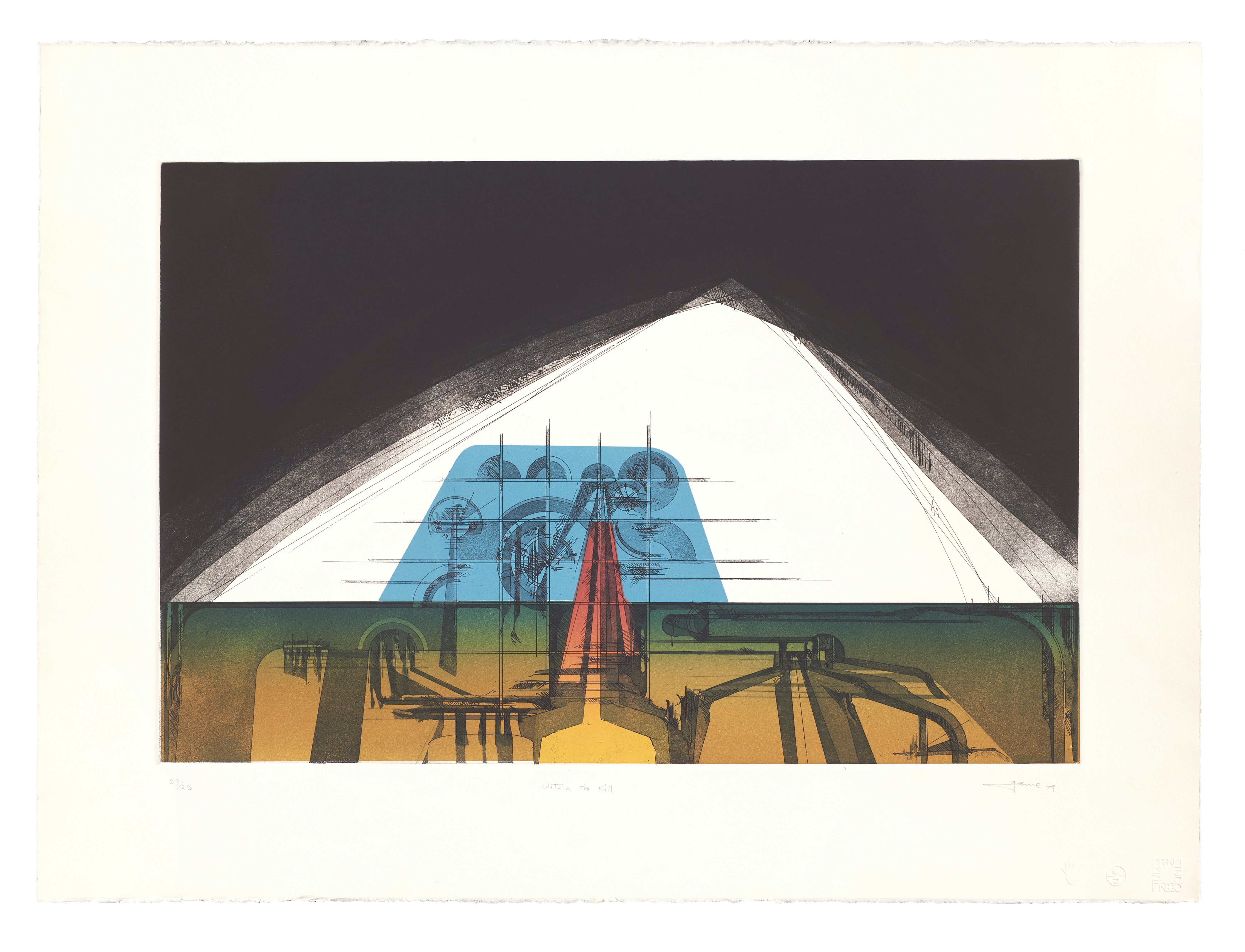 Robert Game, Within the Hill, 1979, etching and screenprint, edition: 20/25, size: 22.25