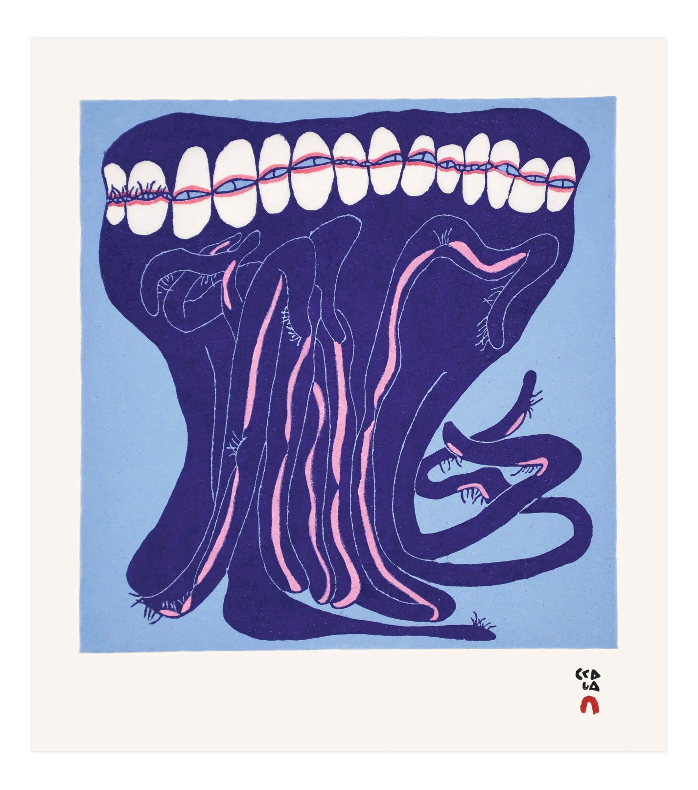 Shuvinai Ashoona, Purple Octopus, 2023, stonecut, paper size: 14" x 12"