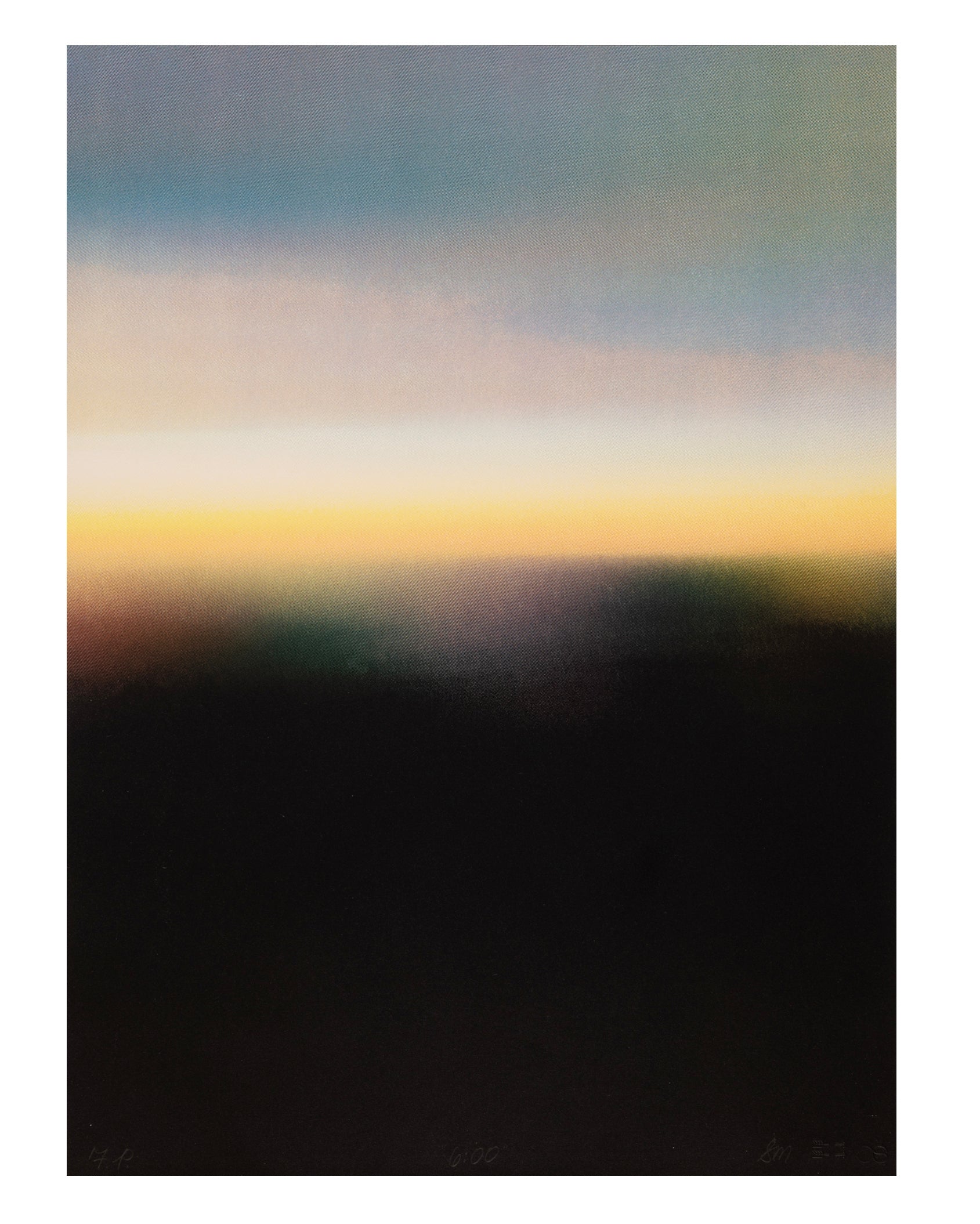 Sidney Masuga, 6:00, 2018 CMYK screenprint, Fundraising Proof, 17