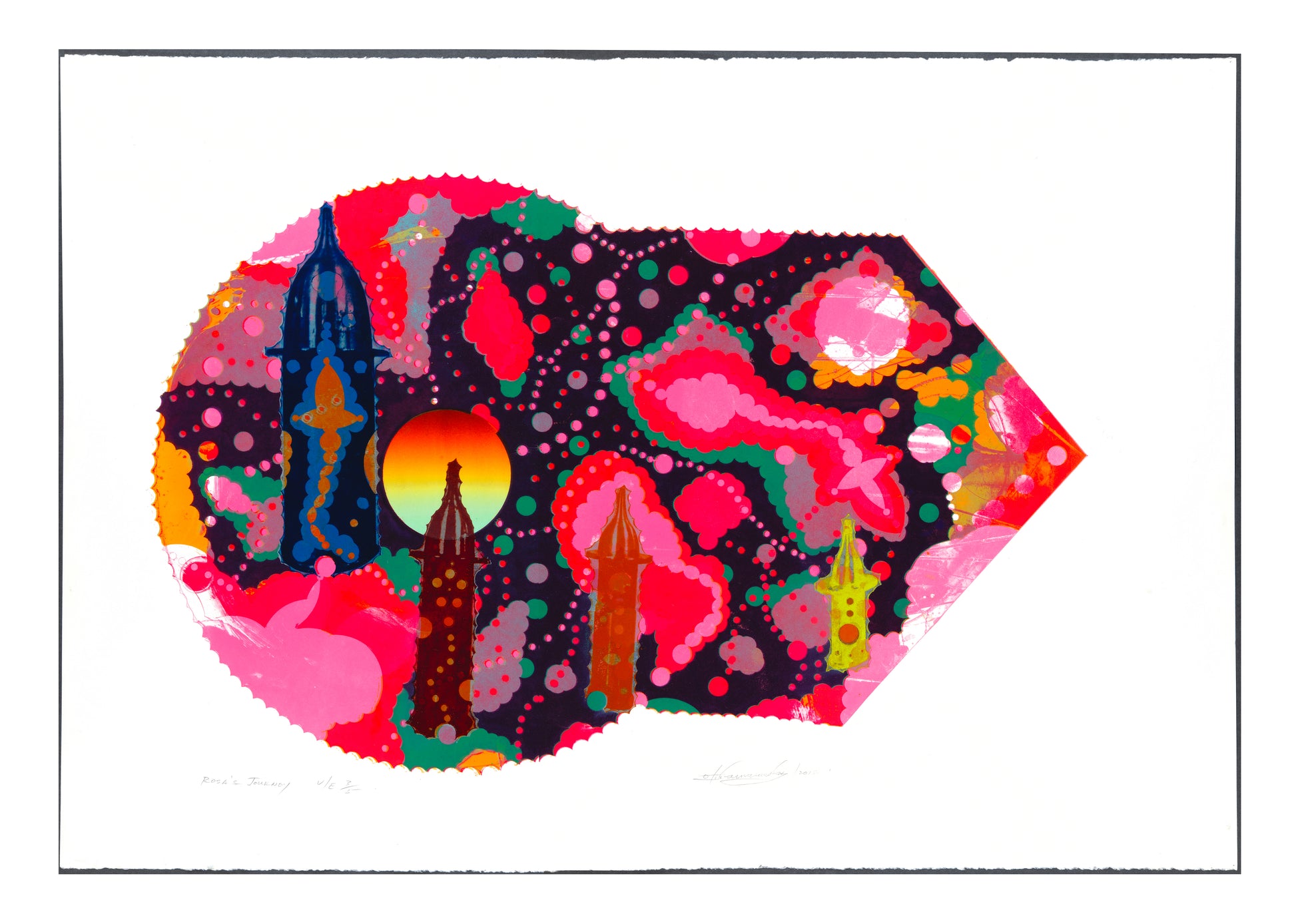 Otis Tamasauskas, Rosa's Journey, 2018, lithograph, V/E 3/5 (Varied Edition), paper size: 30.5" x 44"