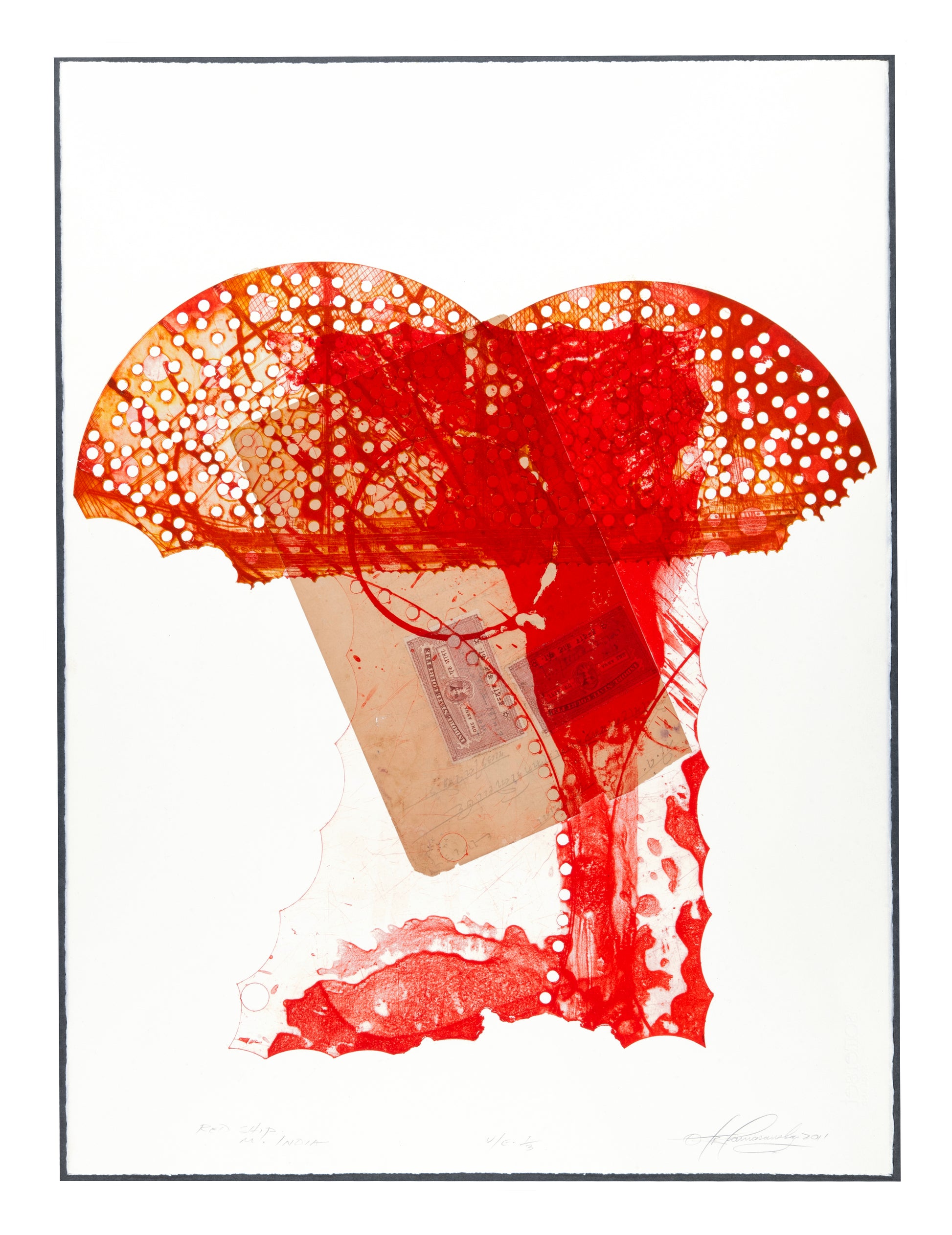 Otis Tamasauskas, Red Ship M. India, 2011, lithograph, V/E 1/3 (Varied Edition), paper size: 29.75" x 22"