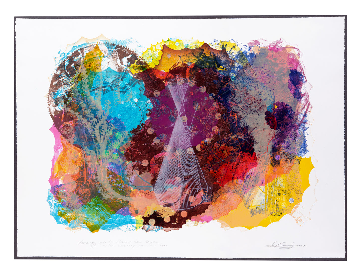 Otis Tamasauskas, Hearing What the Deep Sea Says Water Sorcery Series, 2021, Lithograph, 1/1, paper size: 28.5" x 38.75"
