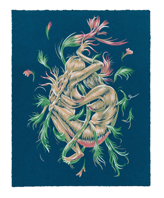 Winnie Truong, some help from a friend, 2020 screenprint, edition of 83, 10" x 8", paper has a natural deckled edge.