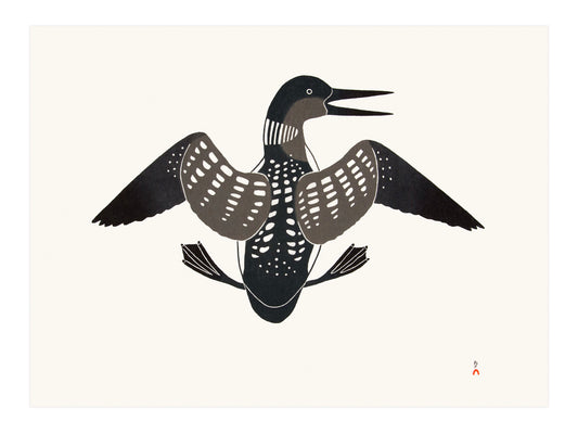Kananginak Pootoogook, Attempted Flight, 1997, stonecut, edition of 50, paper size: 22" x 30"