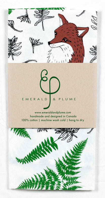 Emerald & Plume Press - Fox Tea Towel