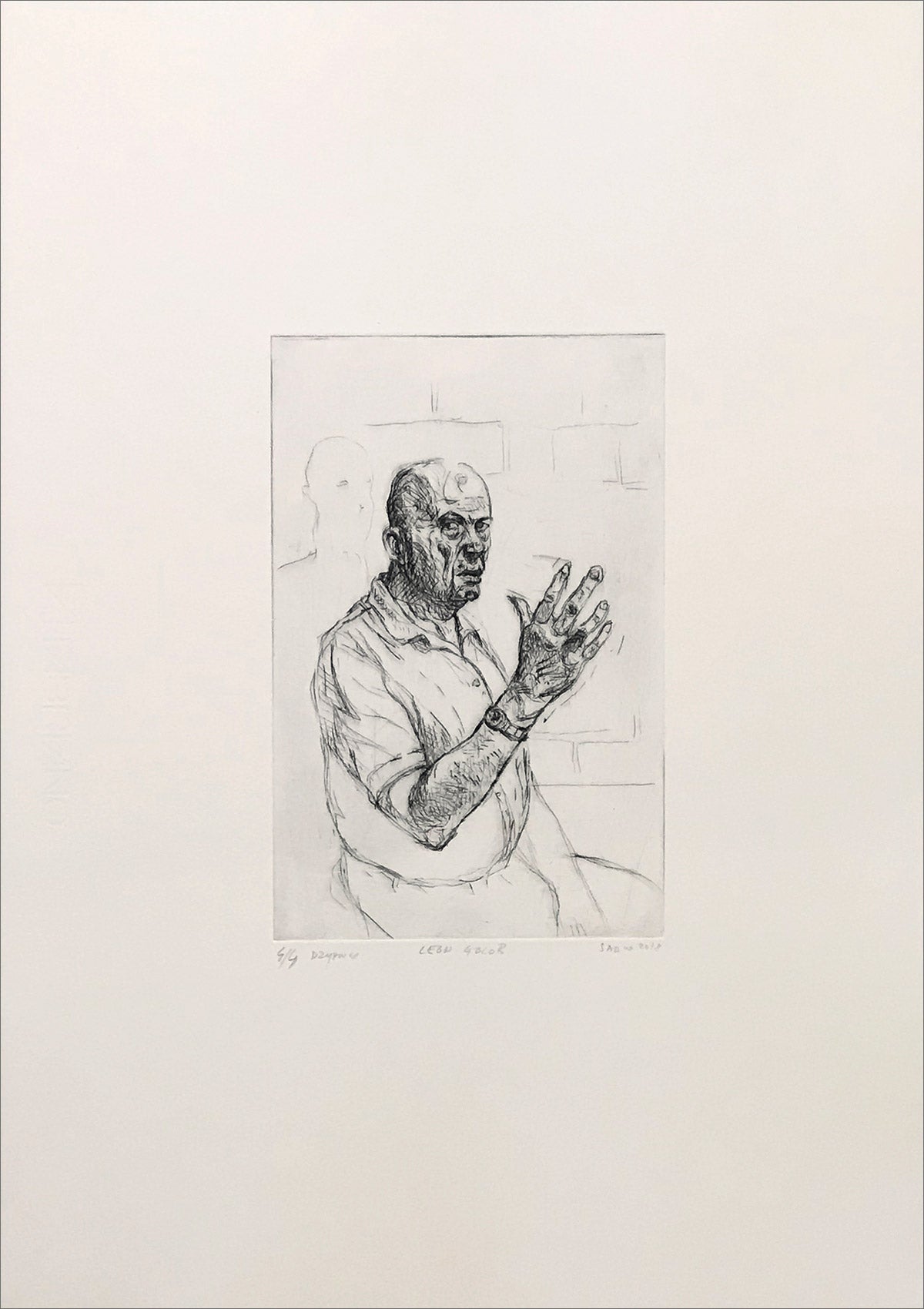 Sadko Hadzihasanovic, Leon Golub, 2018, drypoint, edition: 4/4, paper size: 19.5" x 14"