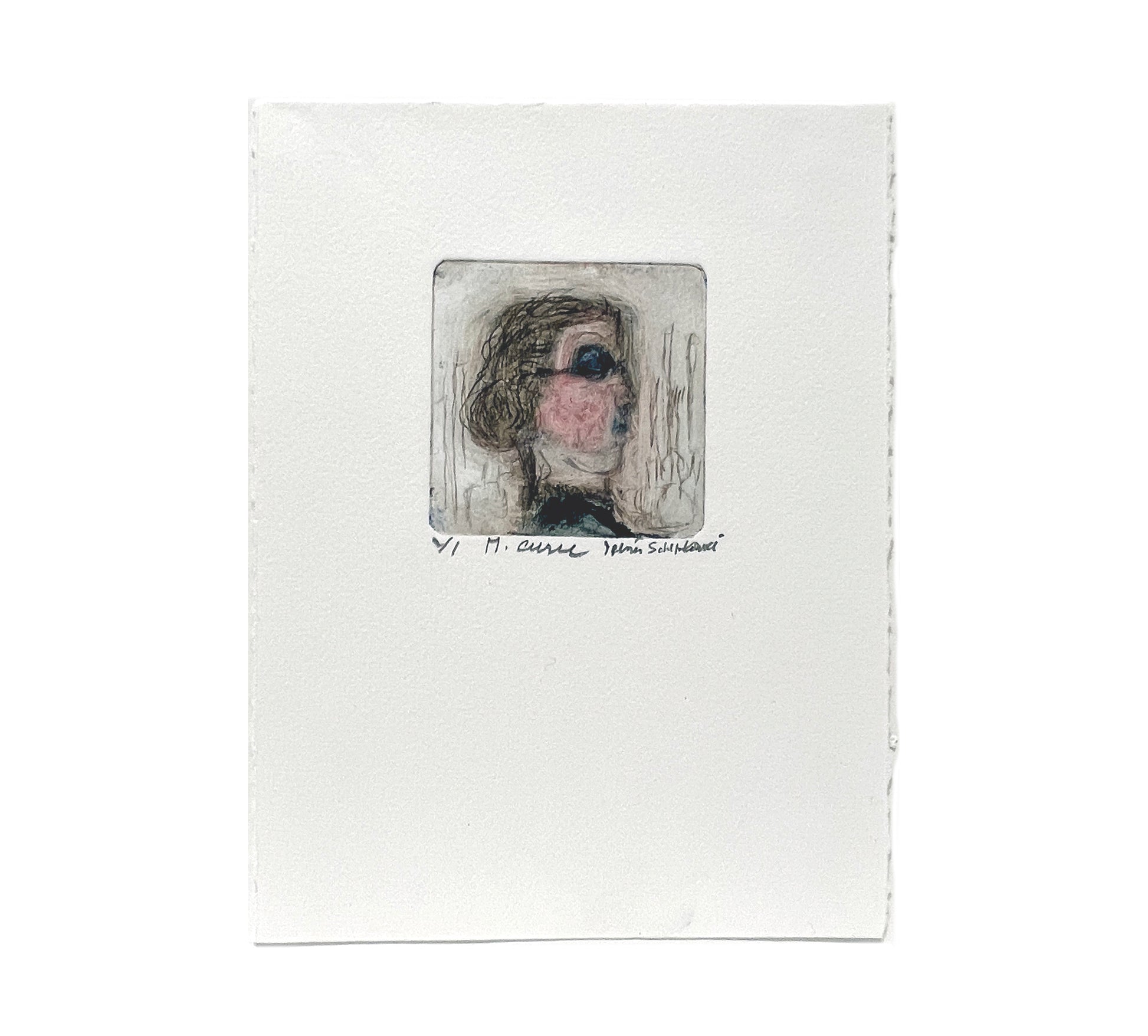 M.Curie, Irina Schestakowich, Drypoint Monotype print